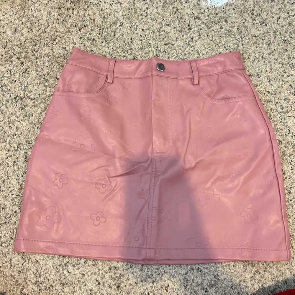 Flower Leather Skirt
